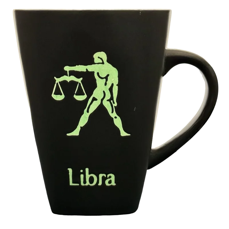 Libra Tall Zodiac Etched Square Bottom Green Interior Mug Roscher