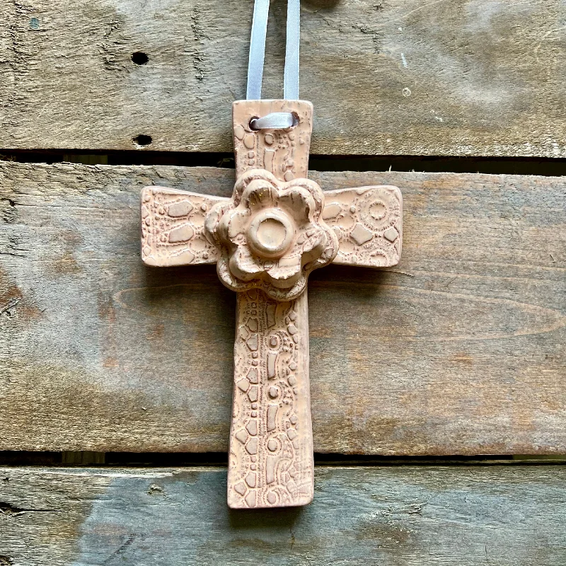 Medium Floral Ceramic Cross