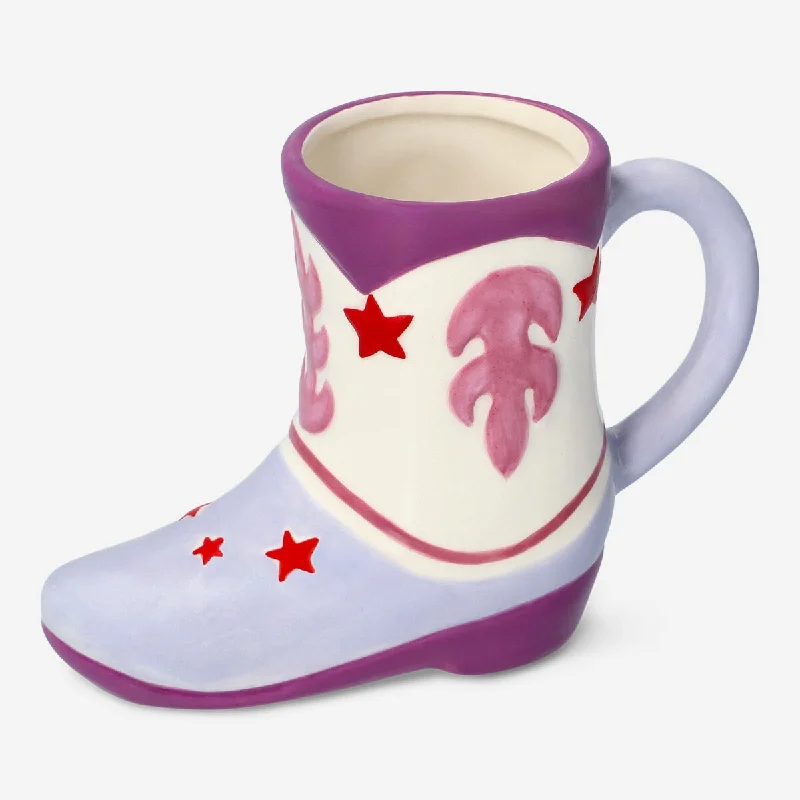 Purple cowboy boot shaped mug