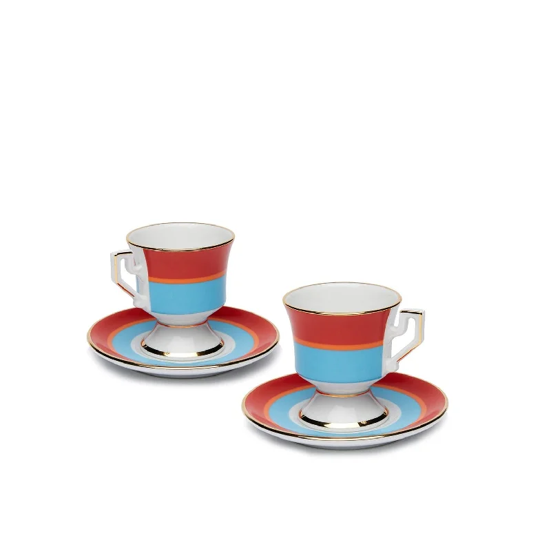 Rainbow Azzurro Espresso Cup & Saucer, Set of 2, Rainbow Azzurro