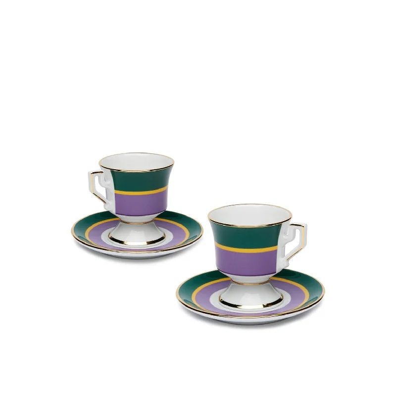 Rainbow Viola Espresso Cup & Saucer, Set of 2, Rainbow Viola