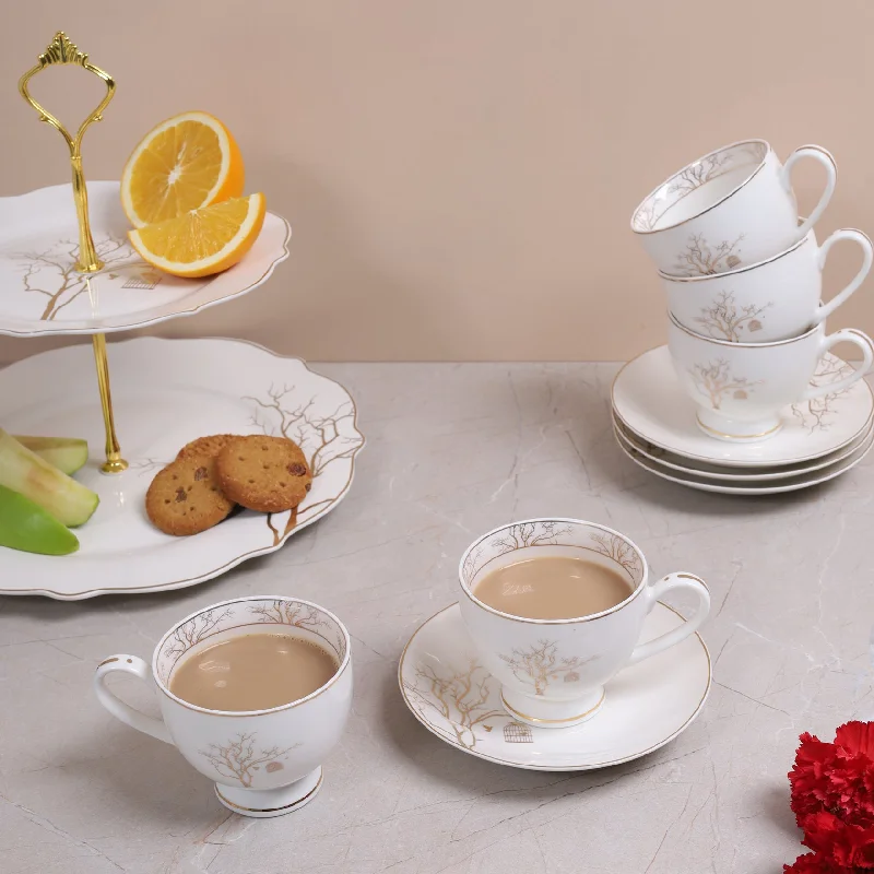 Golden Tree Cup & Saucer Set of 12