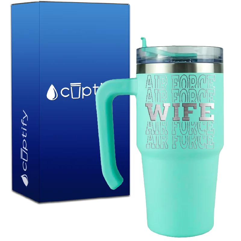 Air Force Wife Word Art on 20oz Travel Mug