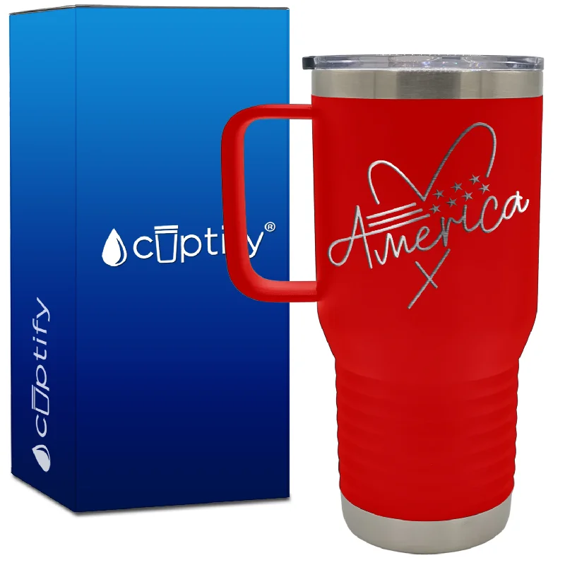 America Heart 20oz 4th of July Travel Mug