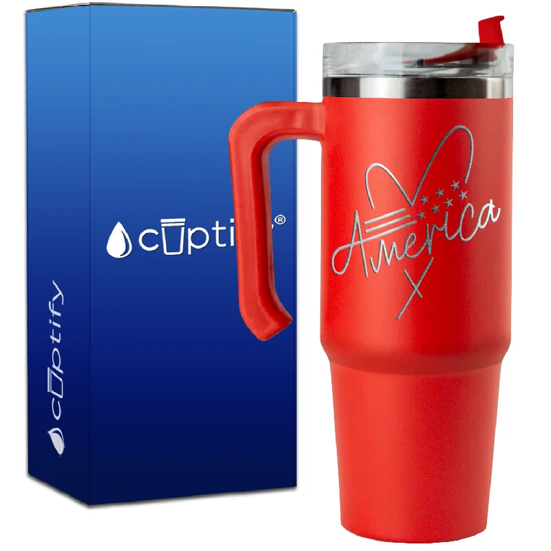 America Heart on 30oz 4th of July Travel Mug