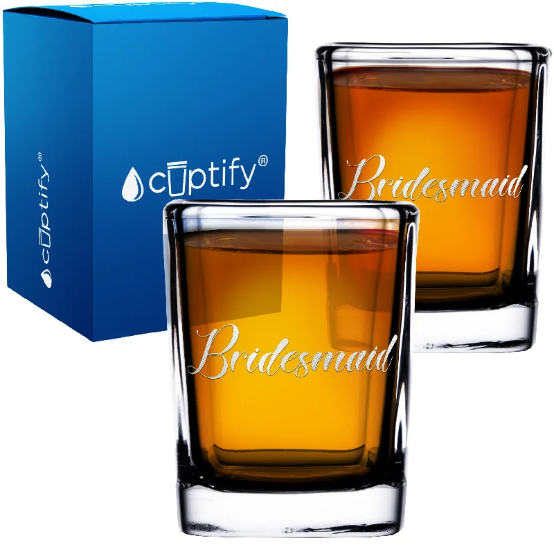 Bridesmaid 2oz Square Shot Glasses - Set of 2