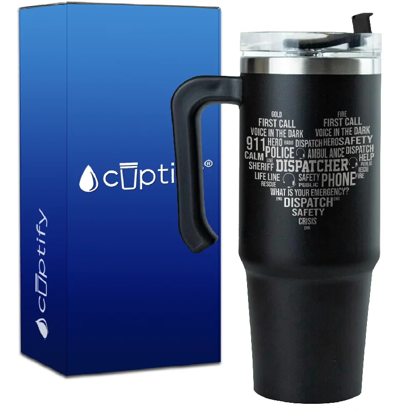 Dispatcher 911 Distressed Flag on 30oz Dispatcher Travel Mug