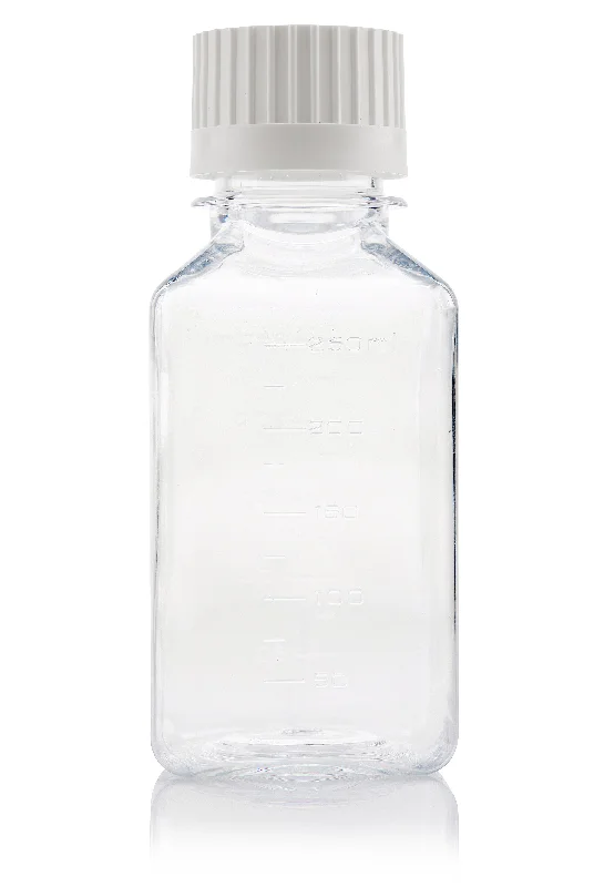 EZBio Titanium Square Bottle, PETG,38-430,250ml, Sterile, With Cap, 60/CS