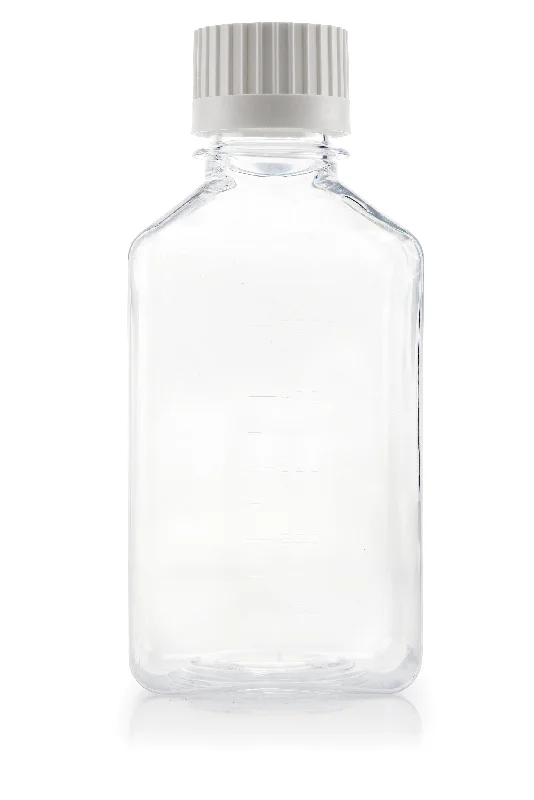 EZBio Titanium Square Bottle, PETG,38-430,500ml, Sterile, With Cap, 48/CS