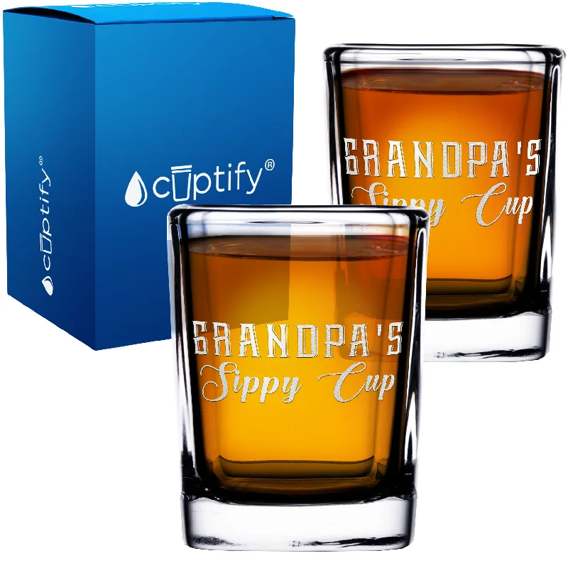 Grandpa's Sippy Cup 2oz Square Shot Glasses - Set of 2