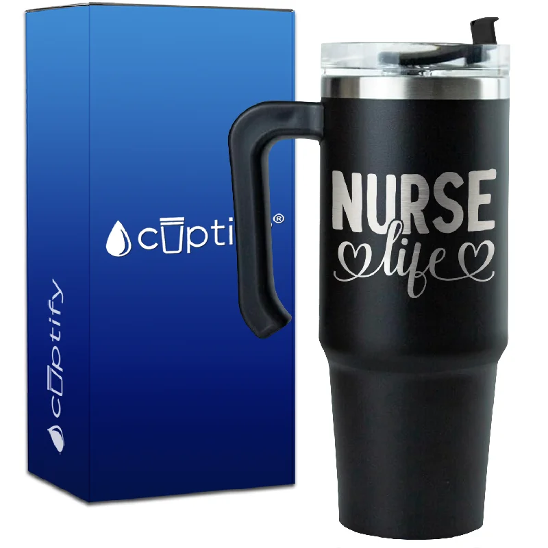 Nurse Life Hearts on 30oz Nurse Travel Mug