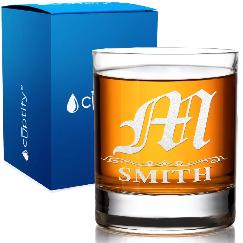 Personalized Gothic Initial 10.25oz Whiskey Glass