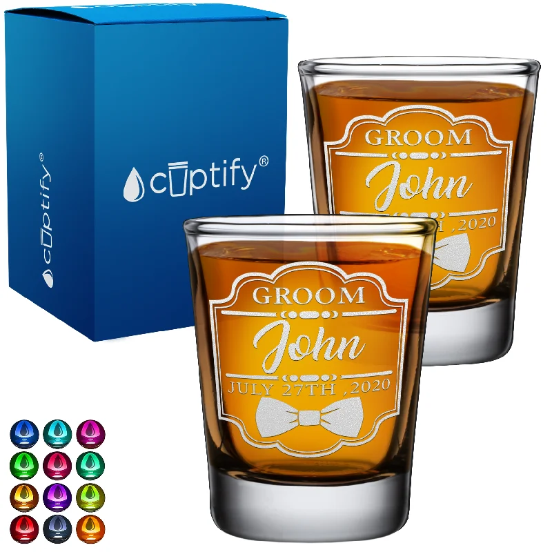 Personalized Groom 2oz Shot Glasses - Set of 2