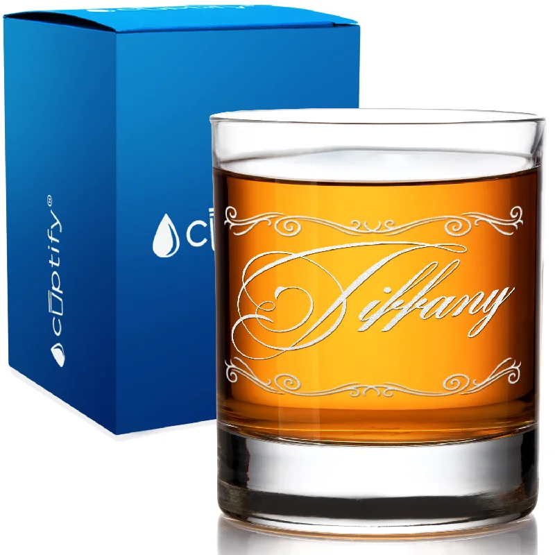 Personalized Scroll Script 10.25oz Whiskey Glass