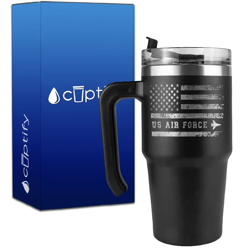 US Air Force Distressed Flag on 20oz Travel Mug