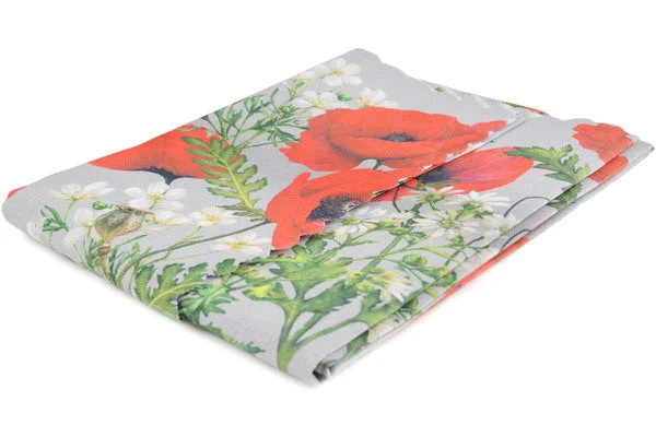 63" Table Cloth - Fresh Red Poppy Grey